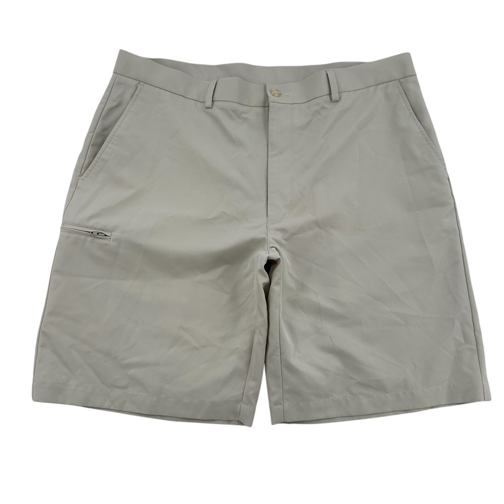 Grand Slam Golf Khaki Polyester Shorts Zip Pocket Athletic Sports Mens Size 38